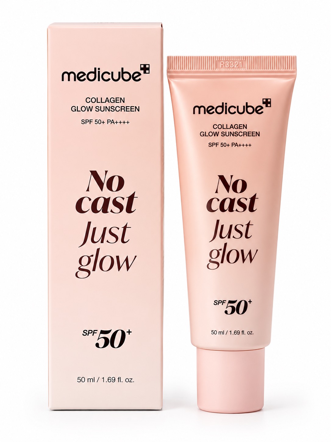 کرم ضد آفتاب کلاژن گلو مدیکیوب با SPF50، 50 میلی لیتر، کرم ضد آفتاب صورت کره ای مخصوص پوست های حساس، بدون ایجاد لک و محافظت در برابر اشعه ماوراء بنفش، مرطوب کننده و درخشان کننده